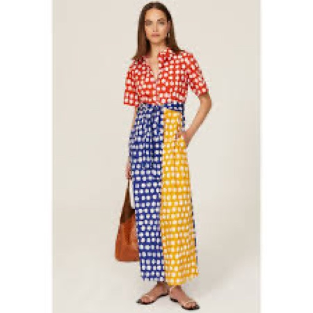 BUSAYO  Colorblock  Shirt dress self tie waist size 14 Flawed